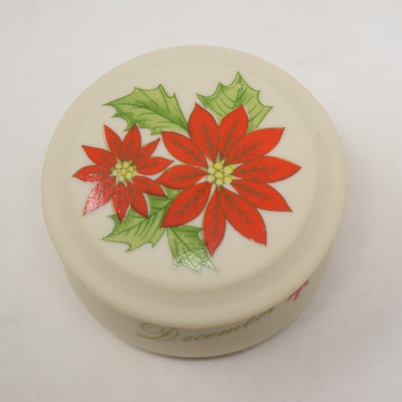 Vintage Lefton December Trinket Box and Lid Poinsettia KW642 Christmas Holiday - Picture 7 of 10